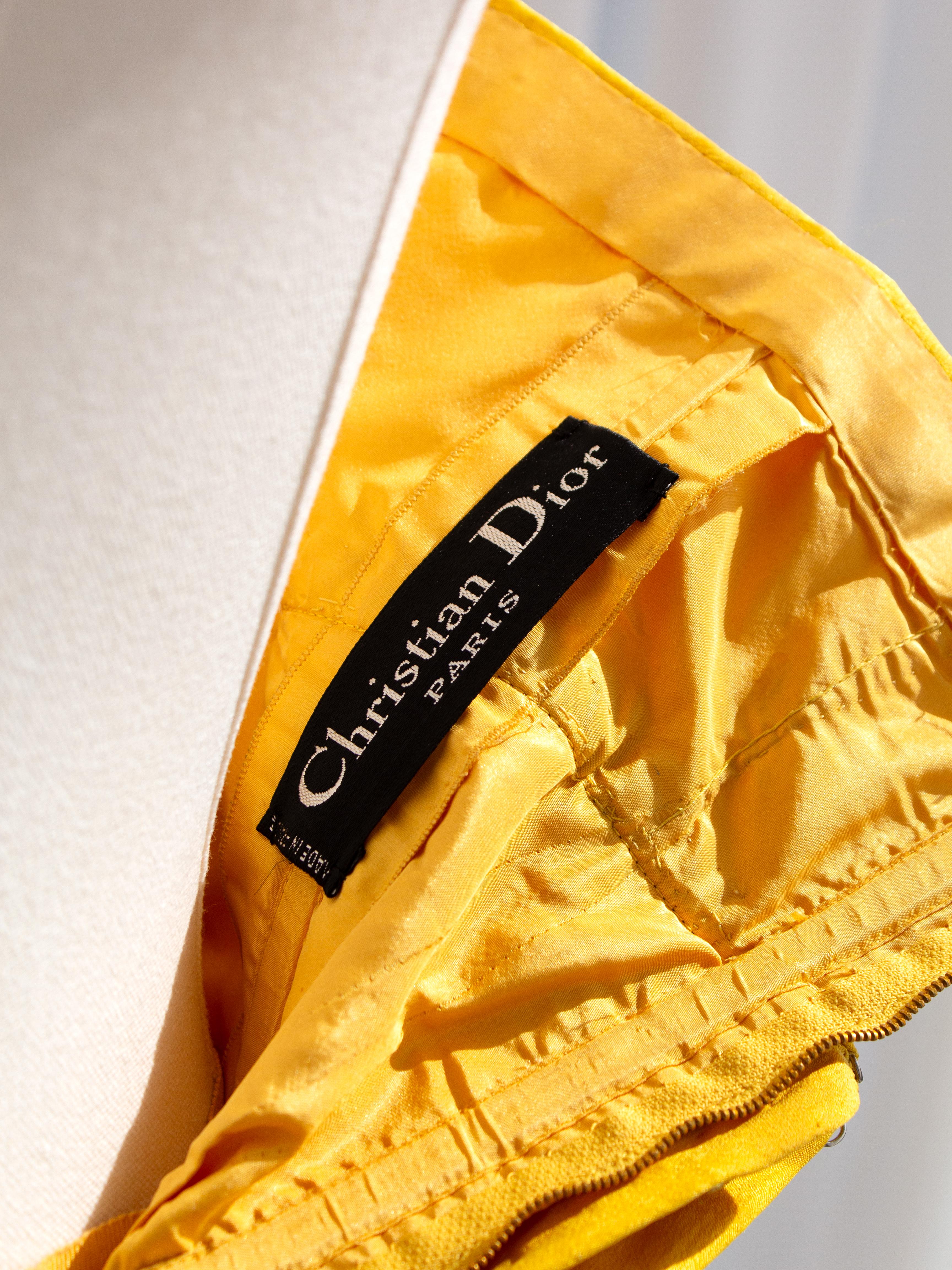Christian Dior Haute Couture S/S 1988 Princess Caroline Yellow Silk Mini Dress 11