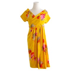 Christian Dior Haute Couture S/S 1988 Princess Caroline Yellow Silk Mini Dress