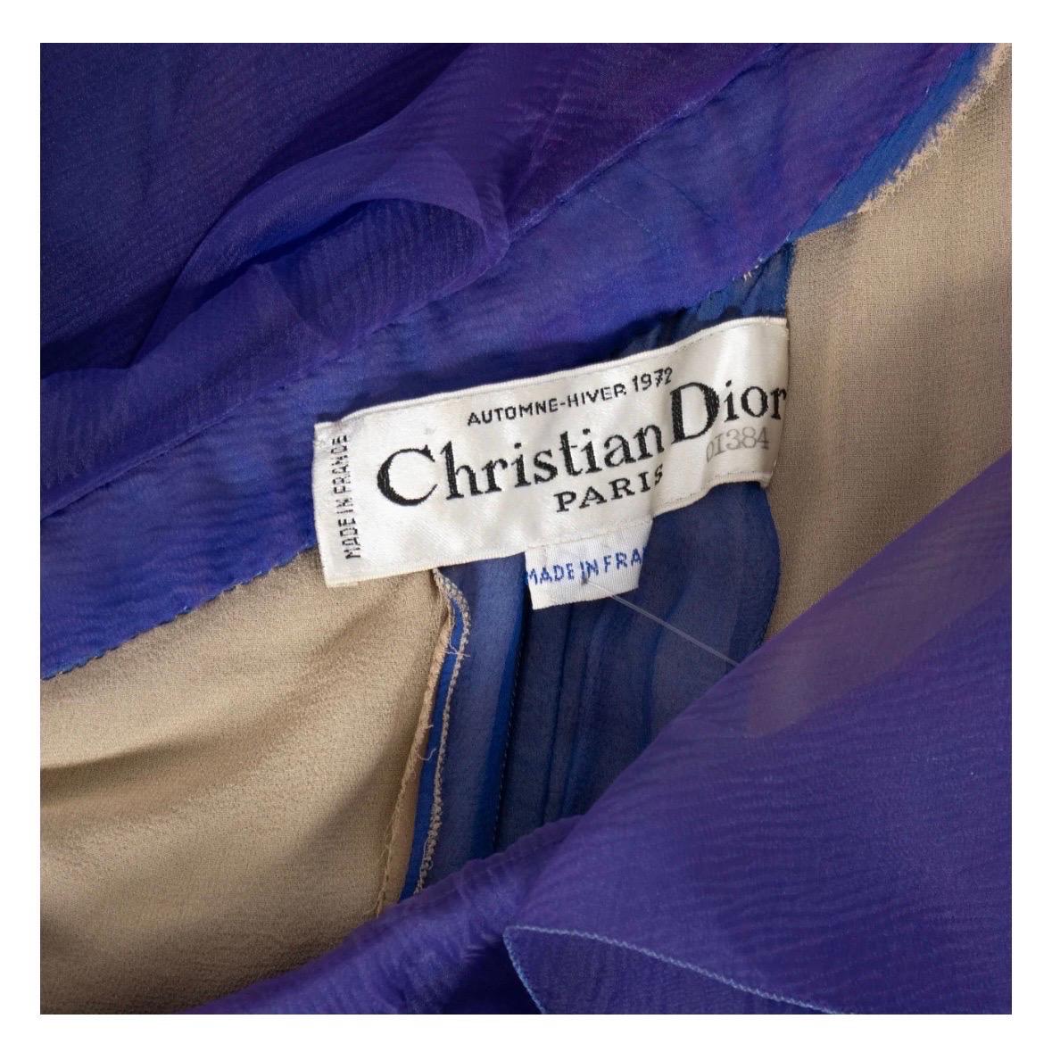Christian Dior Haute Couture Silk Organza AW 1972 Gown For Sale 4