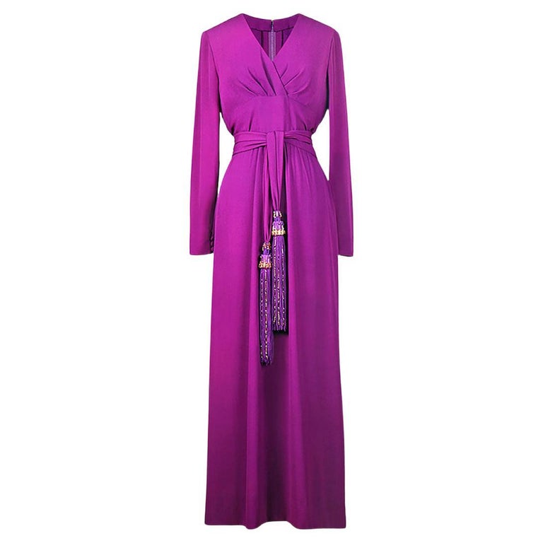 Christian Dior Haute Couture Violet Gown With Silk Tassels size M For Sale  at 1stDibs
