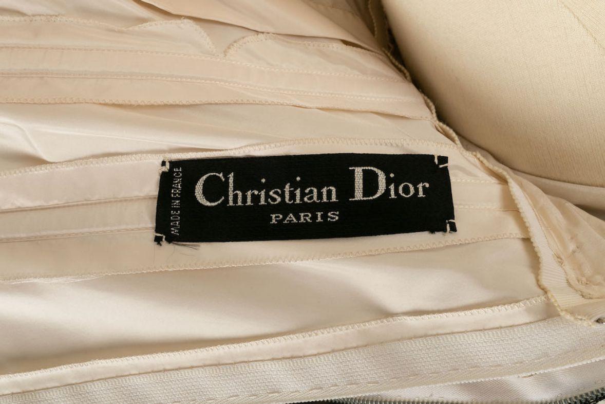 Christian Dior - Robe haute couture en toile blanche à pois en vente 2