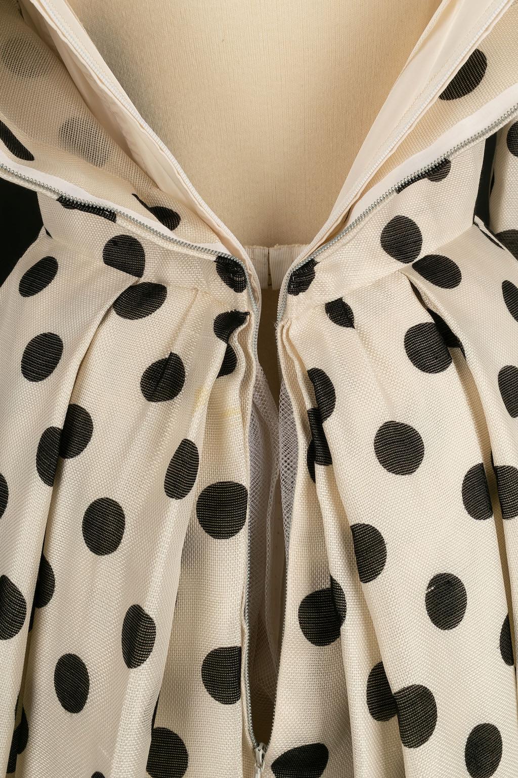 Christian Dior Haute Couture White Canvas with Dots Dress For Sale 3