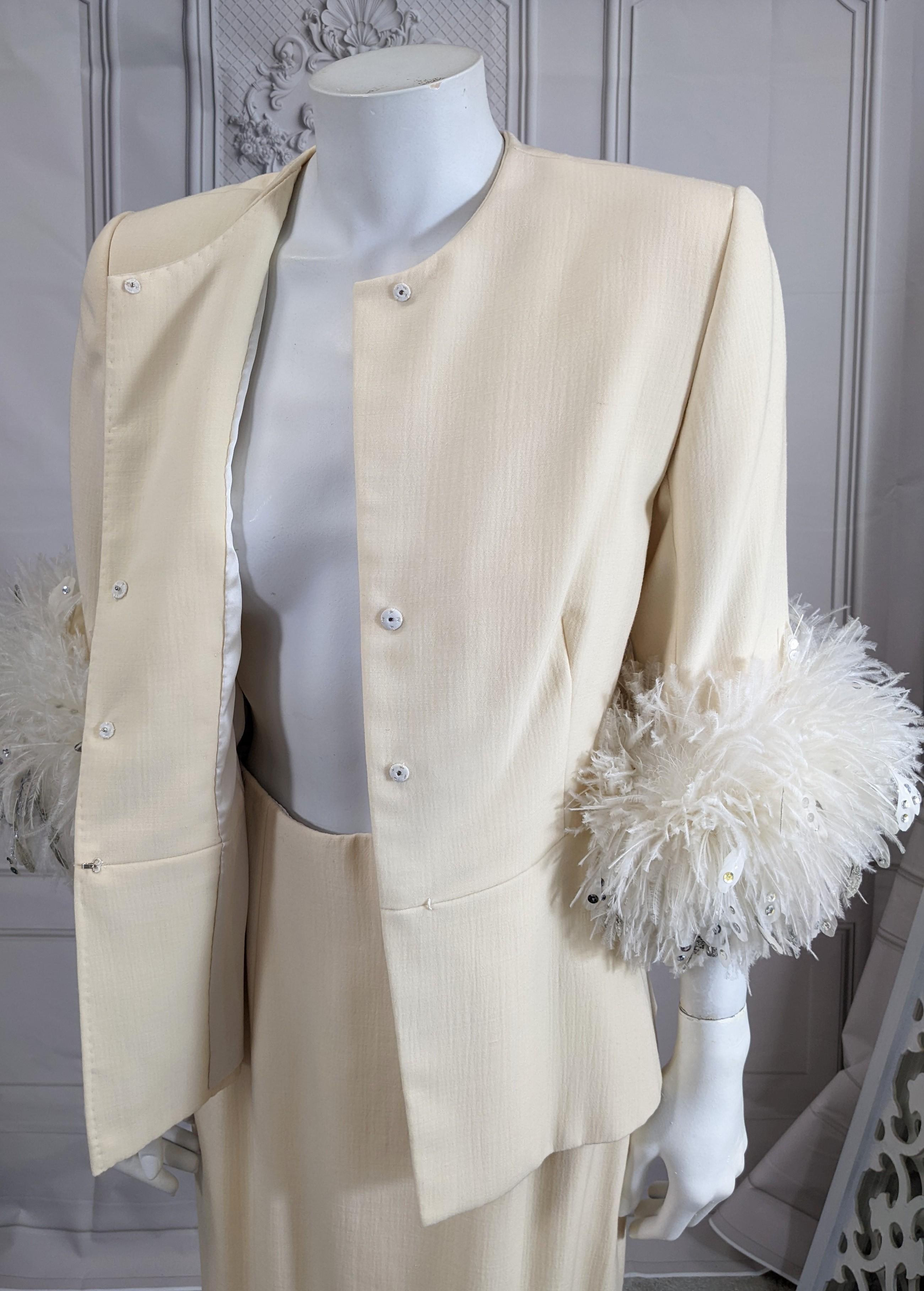 Christian Dior Haute Couture Wool and Feather Suit For Sale 1