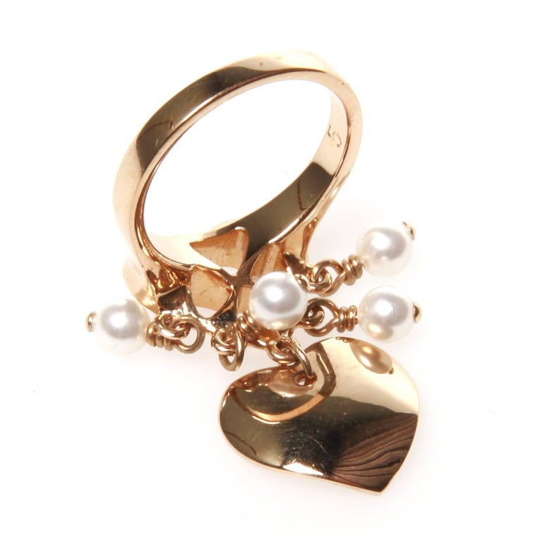 Christian Dior Heart and Pearl Charm Ring at 1stDibs dior heart ring