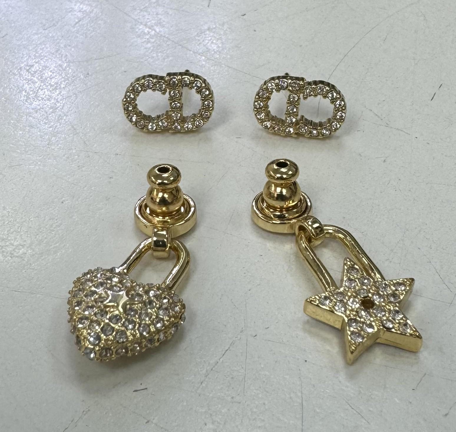 Christian Dior Heart and Star Earrings with Crystals over 