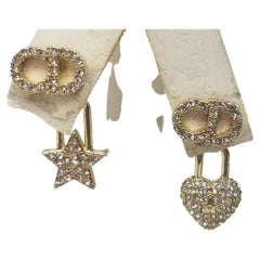 Christian Dior Heart and Star Earrings with Crystals over "CD"in Crystals