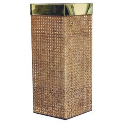 Porte-parapluie Christian Dior Home en laiton, lucite et rotin, Italie, années 1970