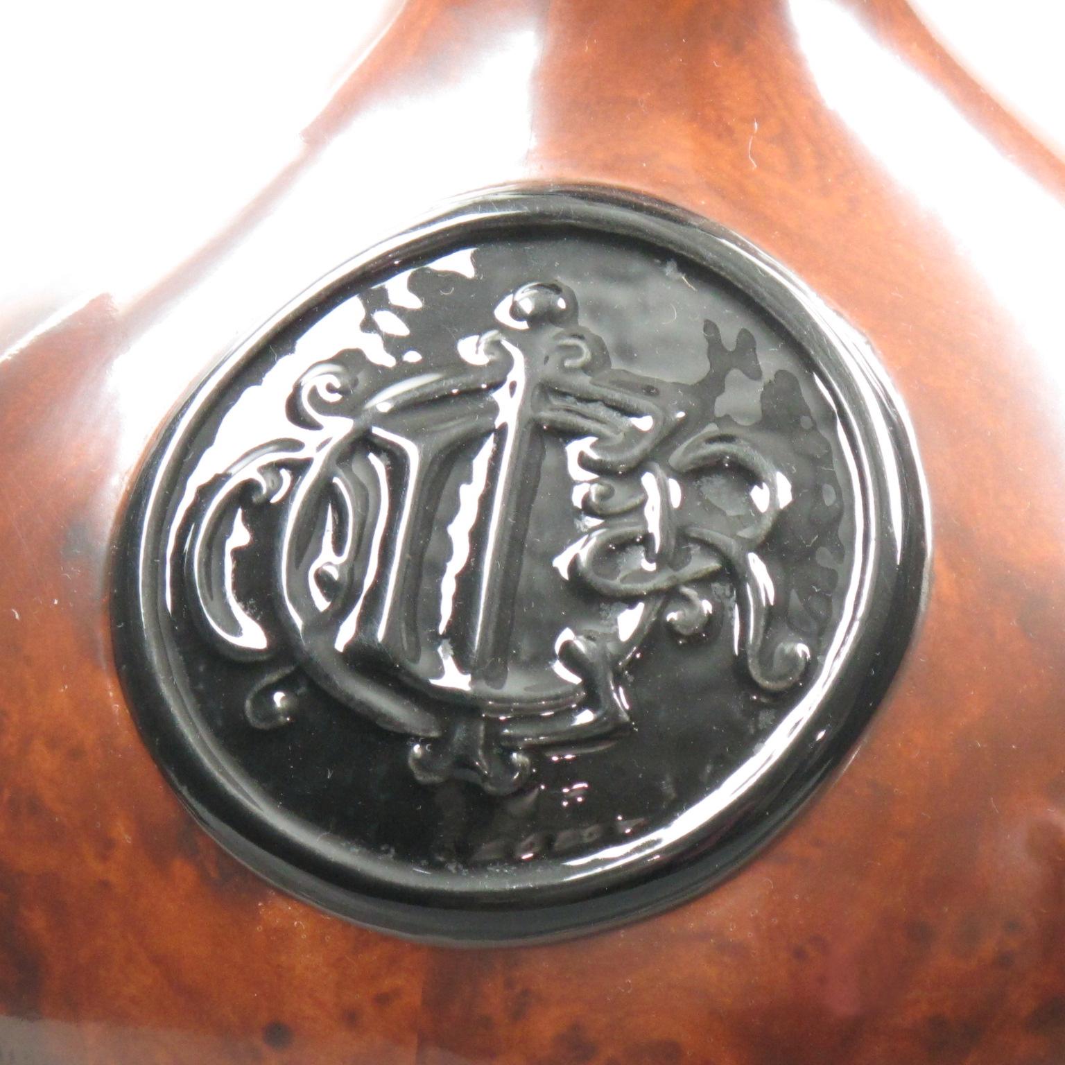 Moderno Vaso in ceramica di Christian Dior con decorazioni in finto legno, circa 1980 in vendita