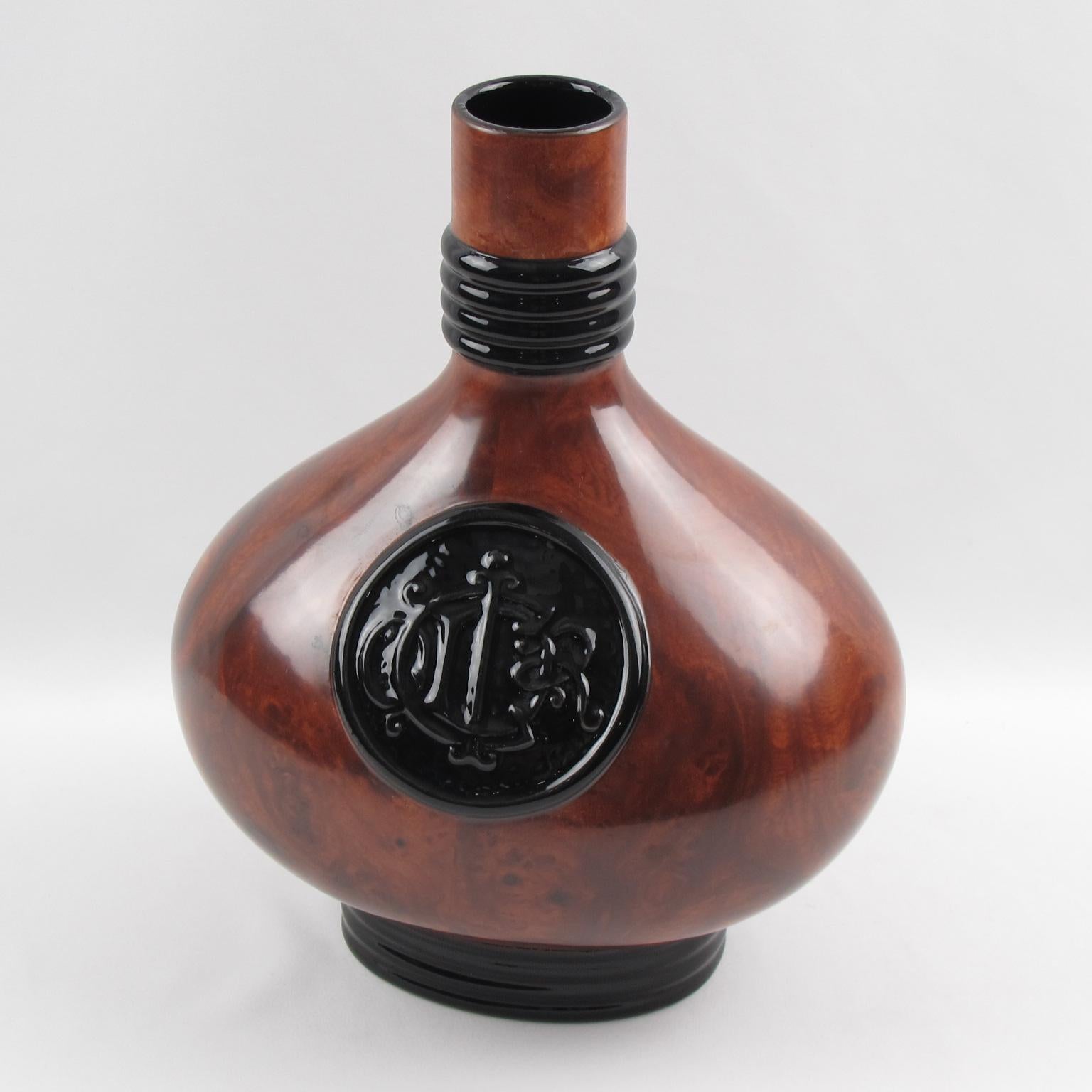Faux Bois Vaso in ceramica di Christian Dior con decorazioni in finto legno, circa 1980 in vendita
