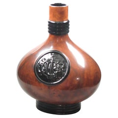 Vintage Christian Dior Ceramic Vase with Faux Wood Decor, circa 1980