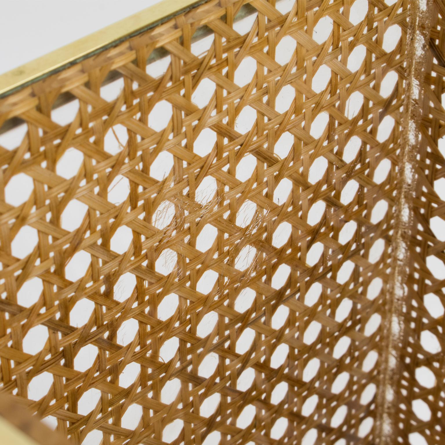 Christian Dior Home Collection Lucite and Rattan WasteBasket or Planter, 1970s 2