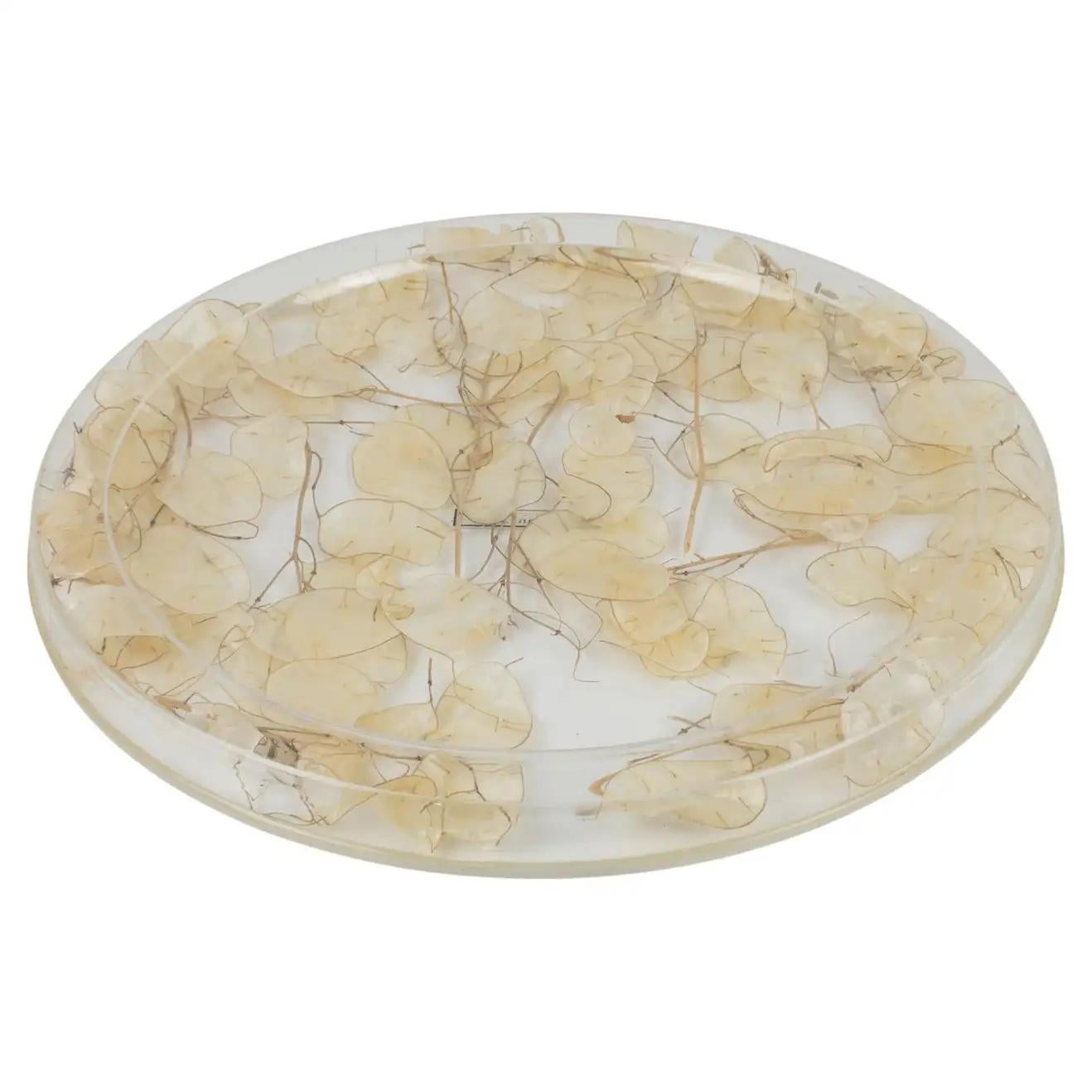 Acrylic Christian Dior Home Collection Lucite Tray Board Platter with Dried Lunaria For Sale