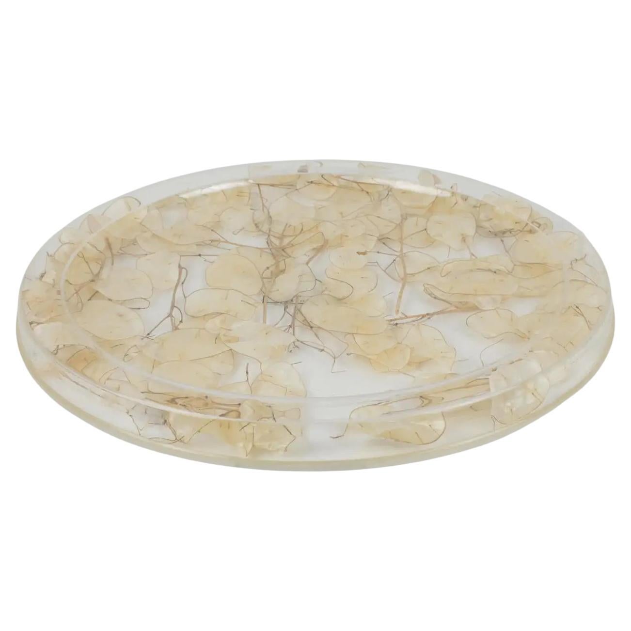 Christian Dior Home Collection Lucite Tray Board Platter with Dried Lunaria For Sale