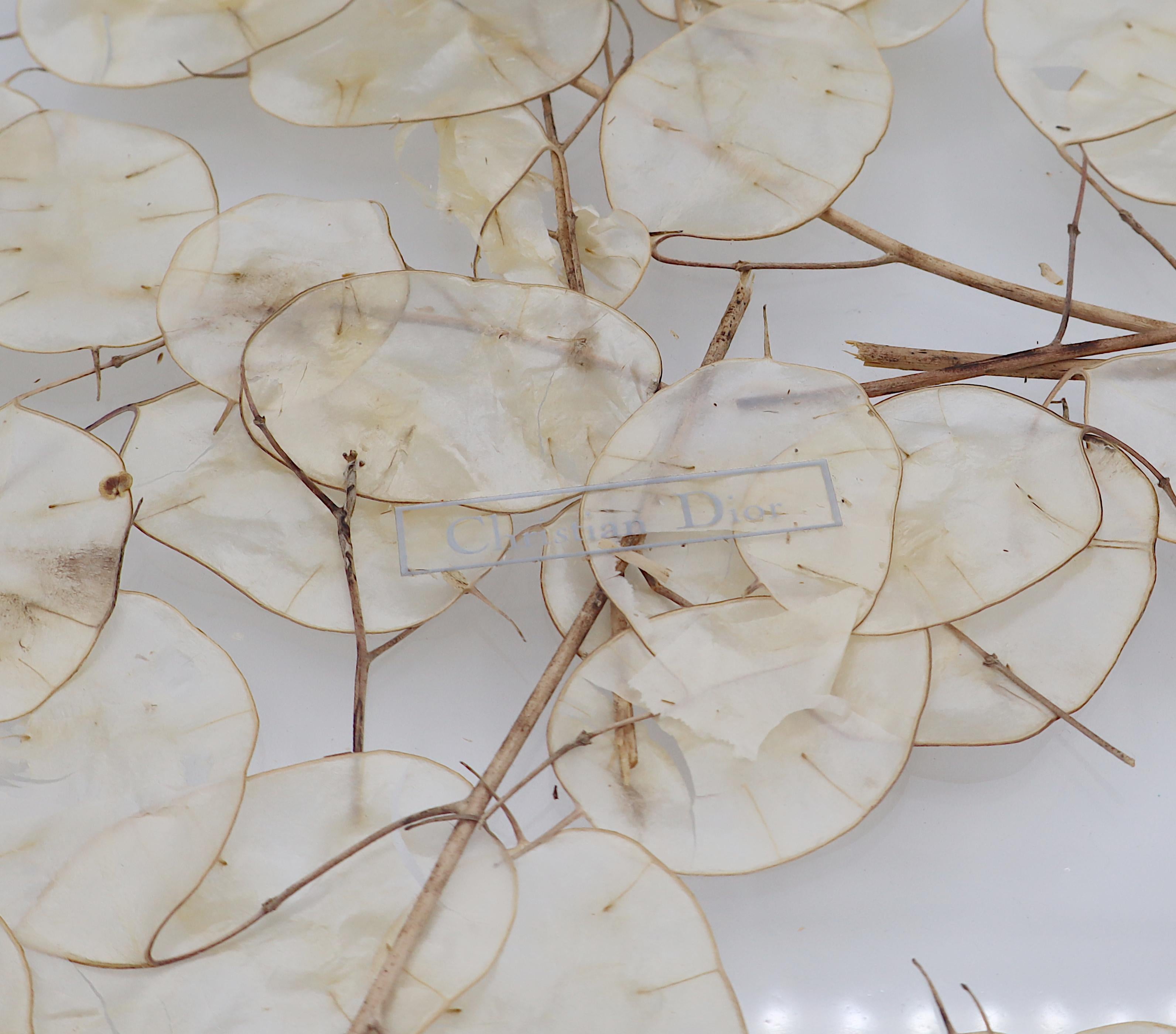 CHRISTIAN DIOR Home Collection Vassoio in lucite vintage con lunaria essiccata in vendita 2