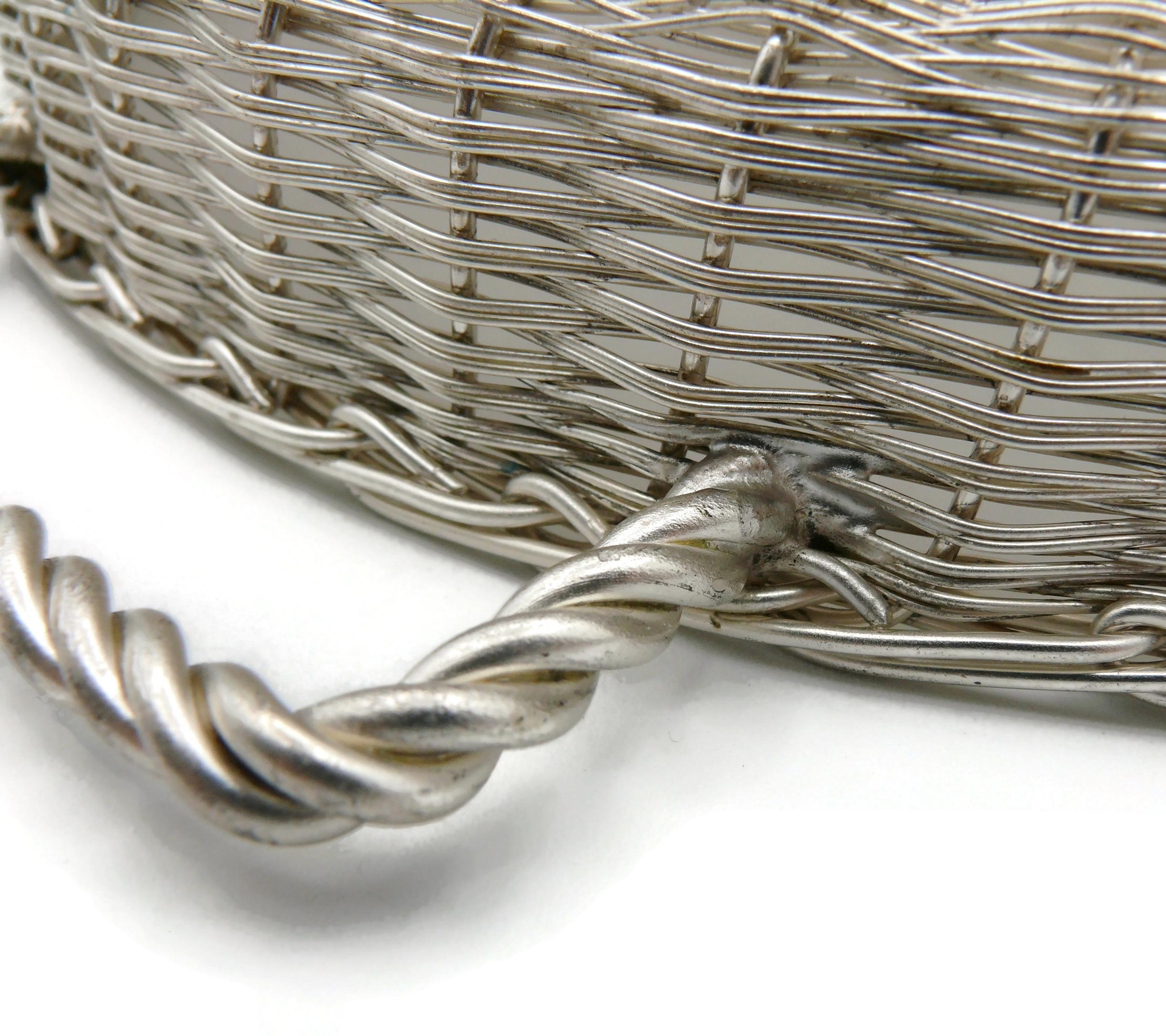 CHRISTIAN DIOR Home Collection Vintage Silver Plated Wicker Style Basket For Sale 9