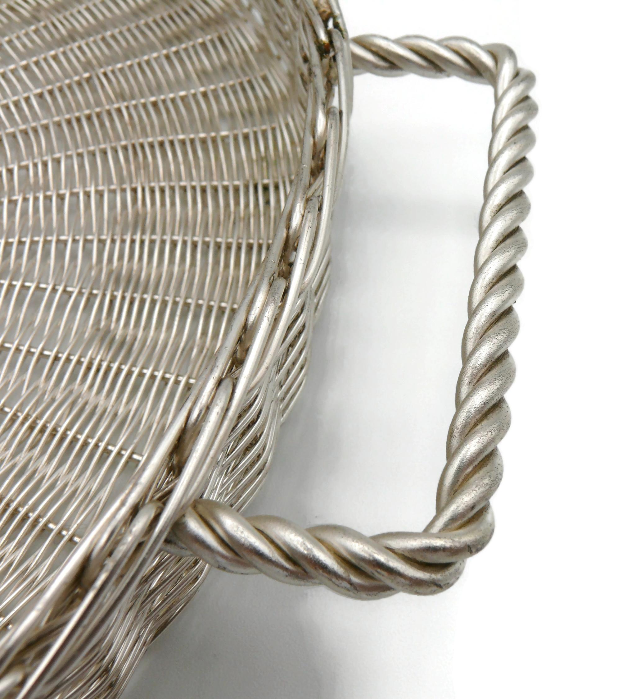 CHRISTIAN DIOR Home Collection Vintage Silver Plated Wicker Style Basket 10