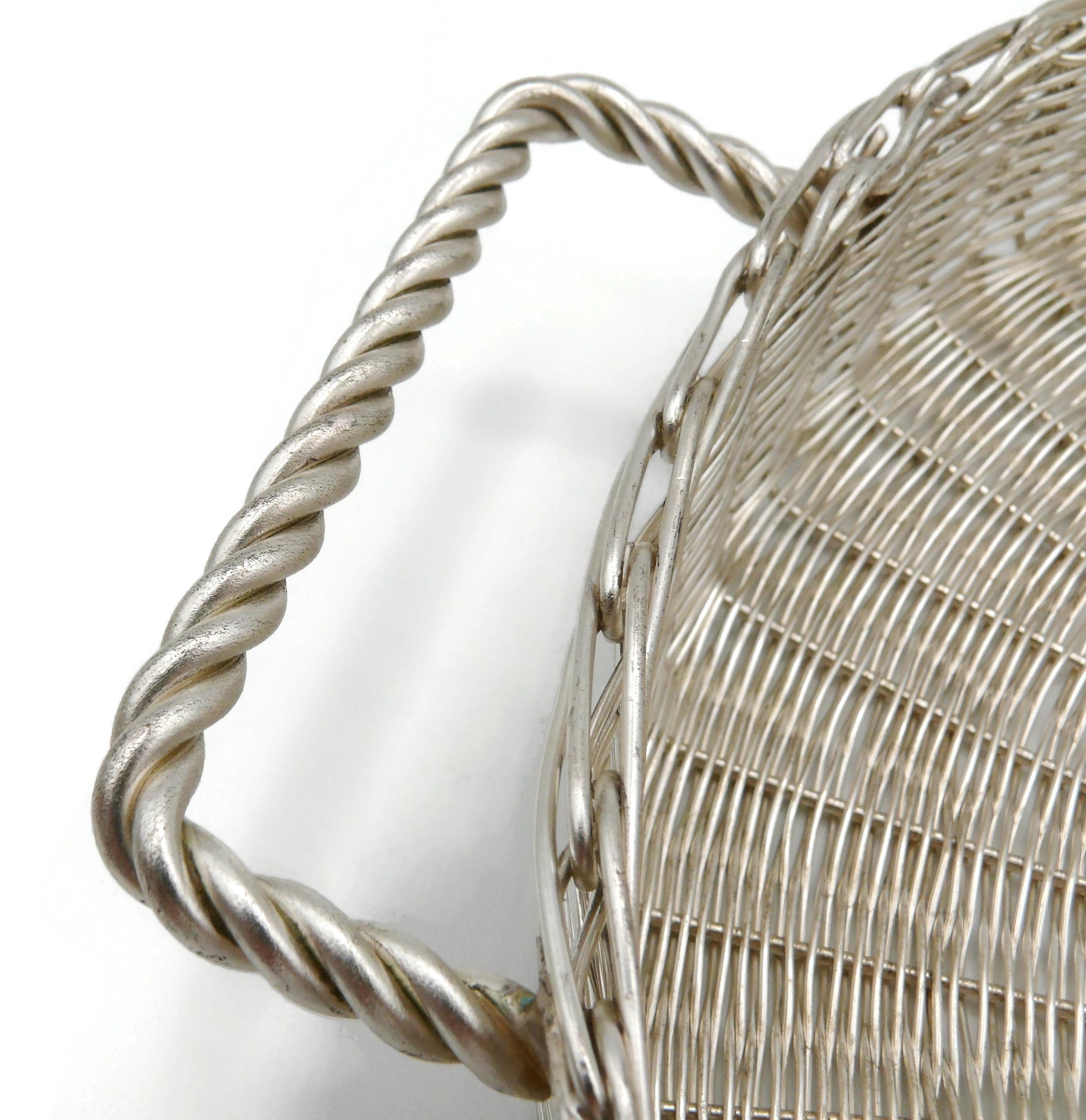 CHRISTIAN DIOR Home Collection Vintage Silver Plated Wicker Style Basket 11