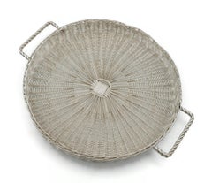 CHRISTIAN DIOR Home Collection Vintage Silver Plated Wicker Style Basket