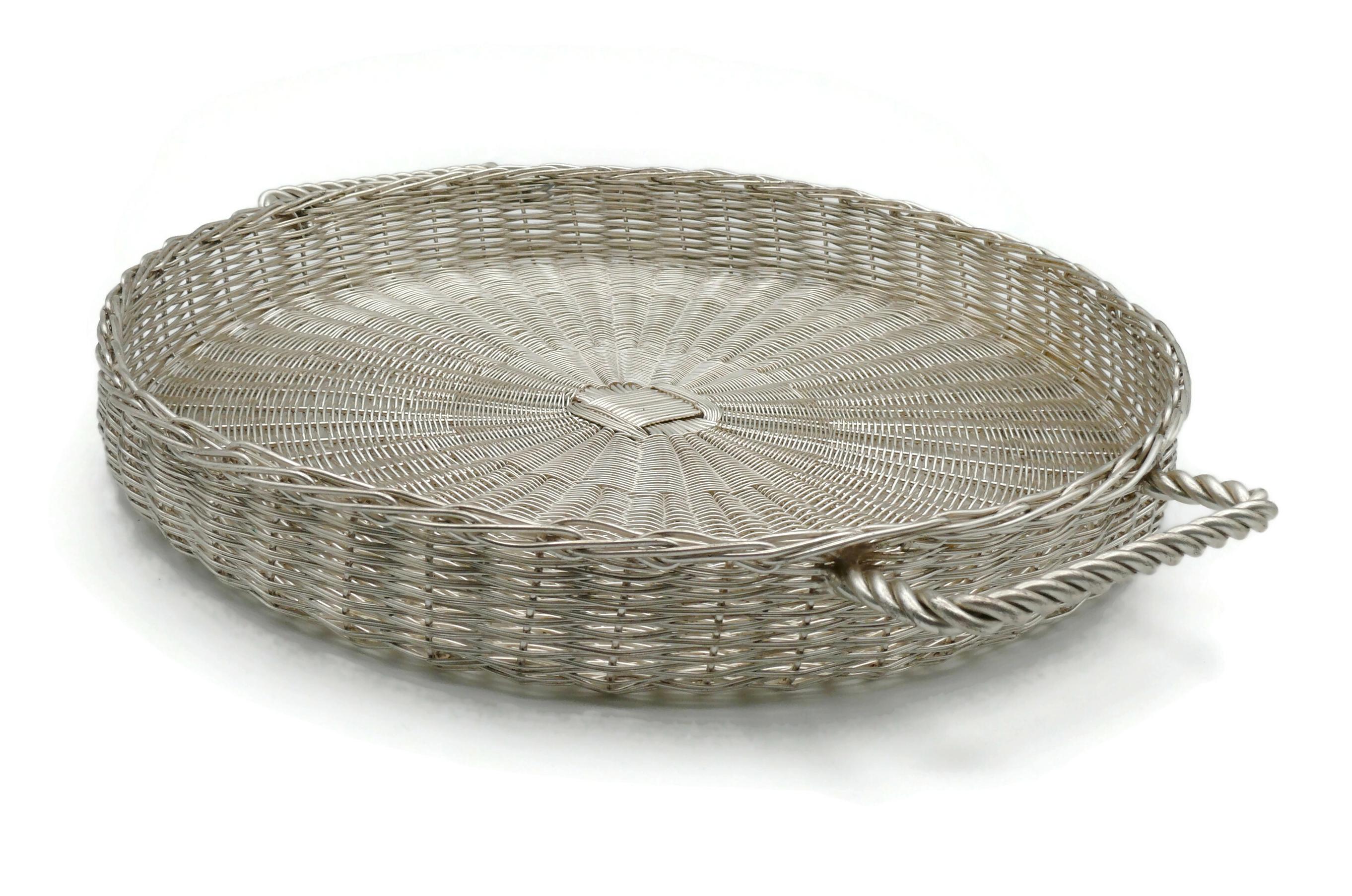Women's or Men's CHRISTIAN DIOR Home Collection Vintage Silver Plated Wicker Style Basket For Sale