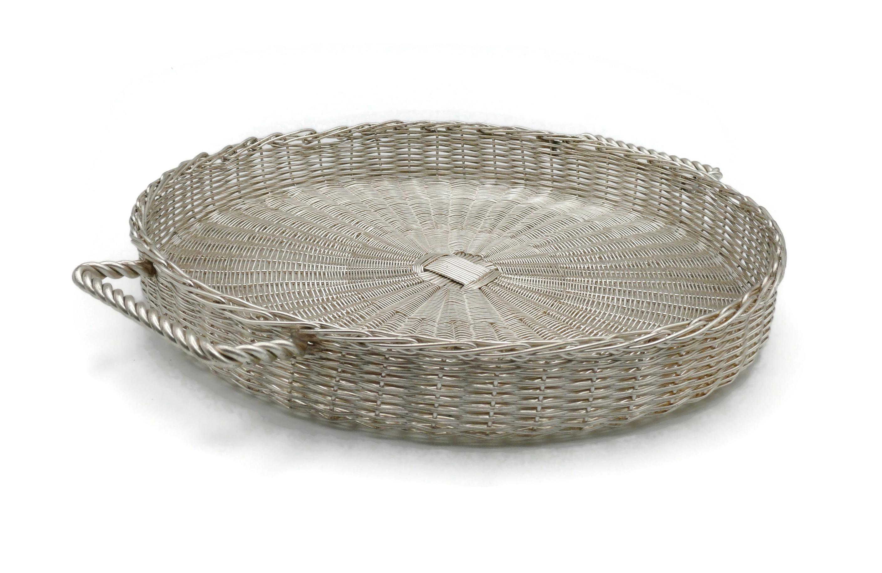 CHRISTIAN DIOR Home Collection Vintage Silver Plated Wicker Style Basket 1