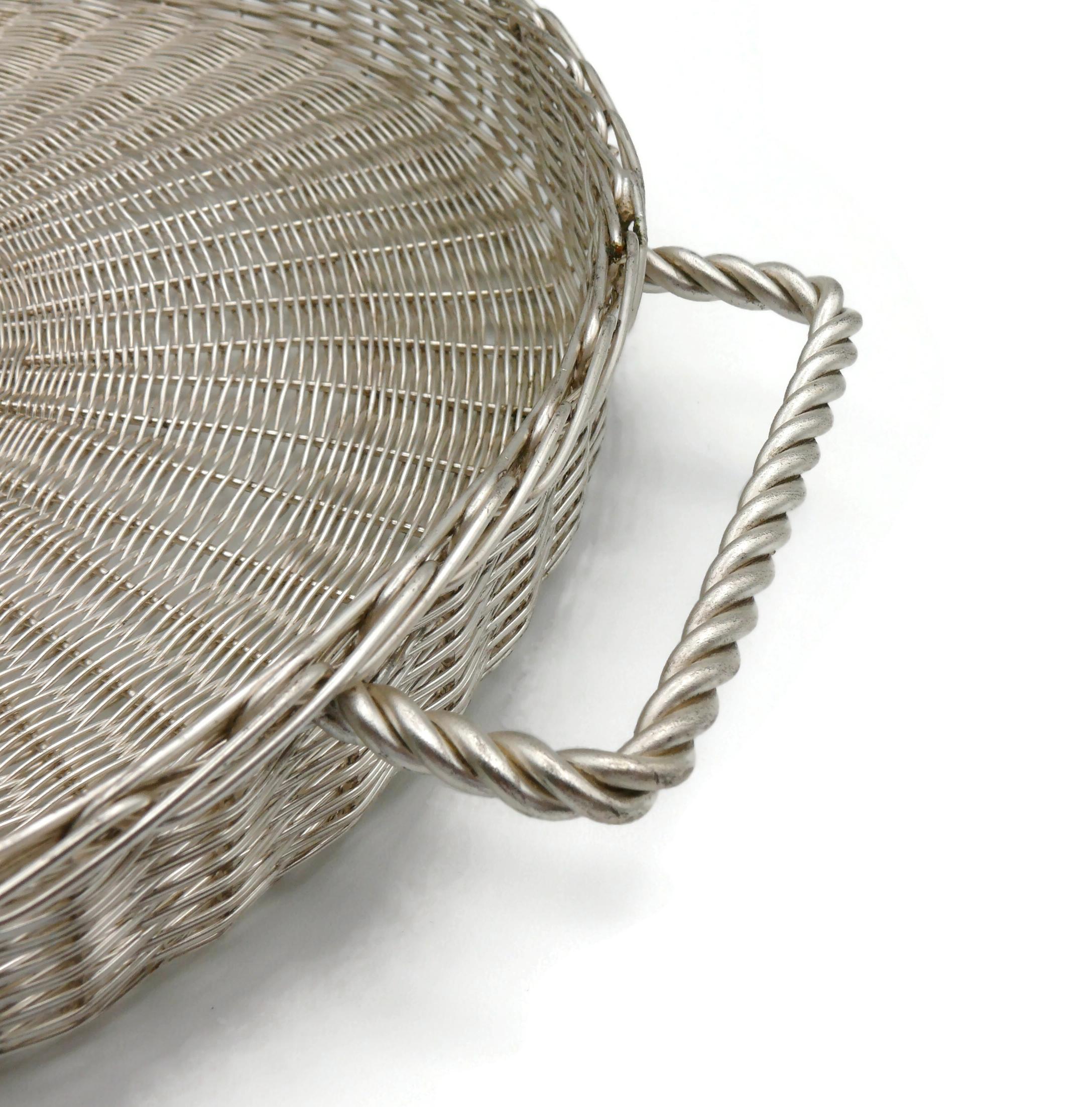 CHRISTIAN DIOR Home Collection Vintage Silver Plated Wicker Style Basket For Sale 3