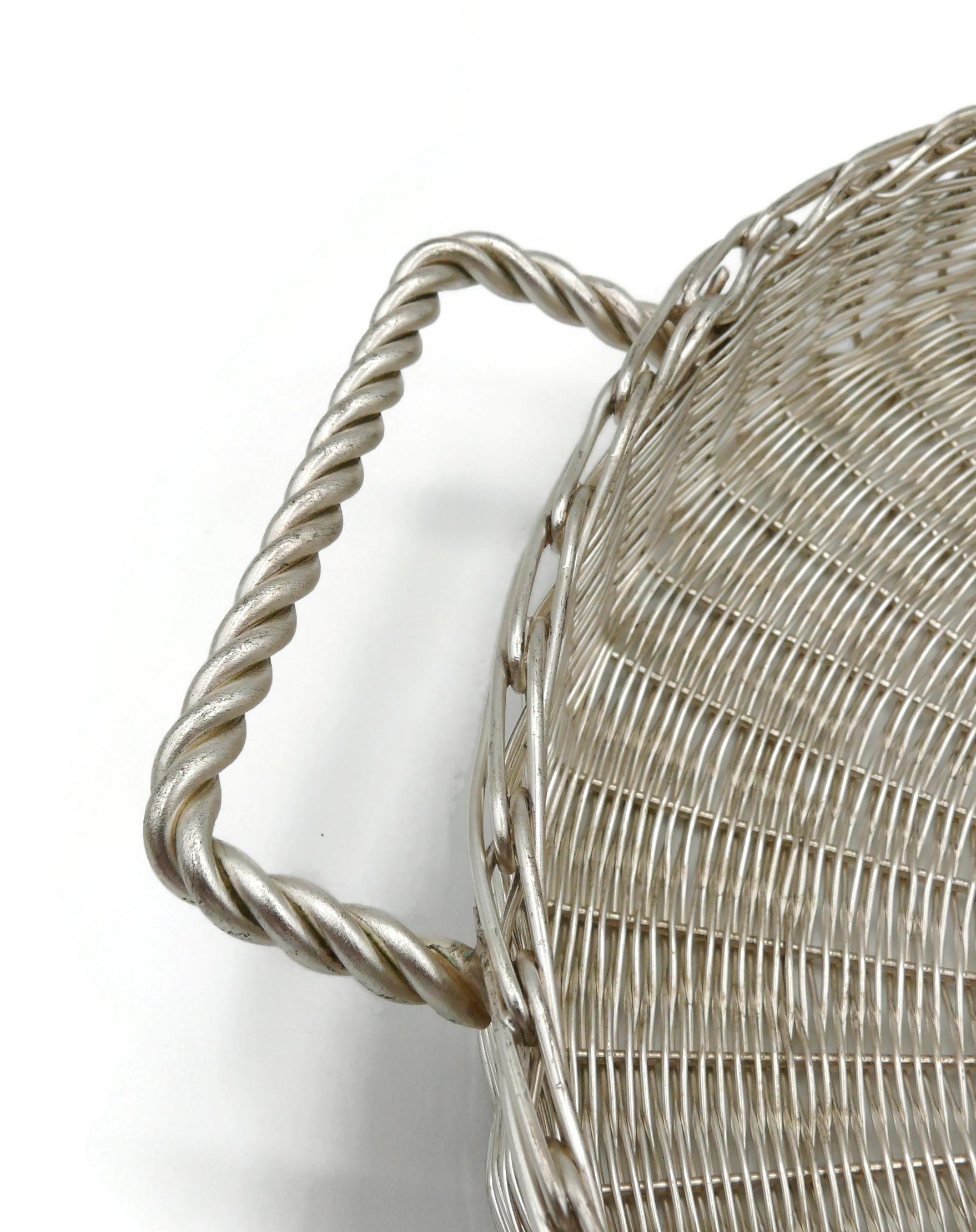 CHRISTIAN DIOR Home Collection Vintage Silver Plated Wicker Style Basket For Sale 4