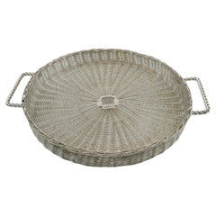 CHRISTIAN DIOR Home Collection Cesta vintage de mimbre plateada