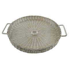 CHRISTIAN DIOR Home Collection Vintage Silver Plated Wicker Style Basket