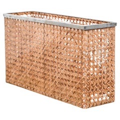 Christian Dior home lucite and cane rectangular basket/magazine holder