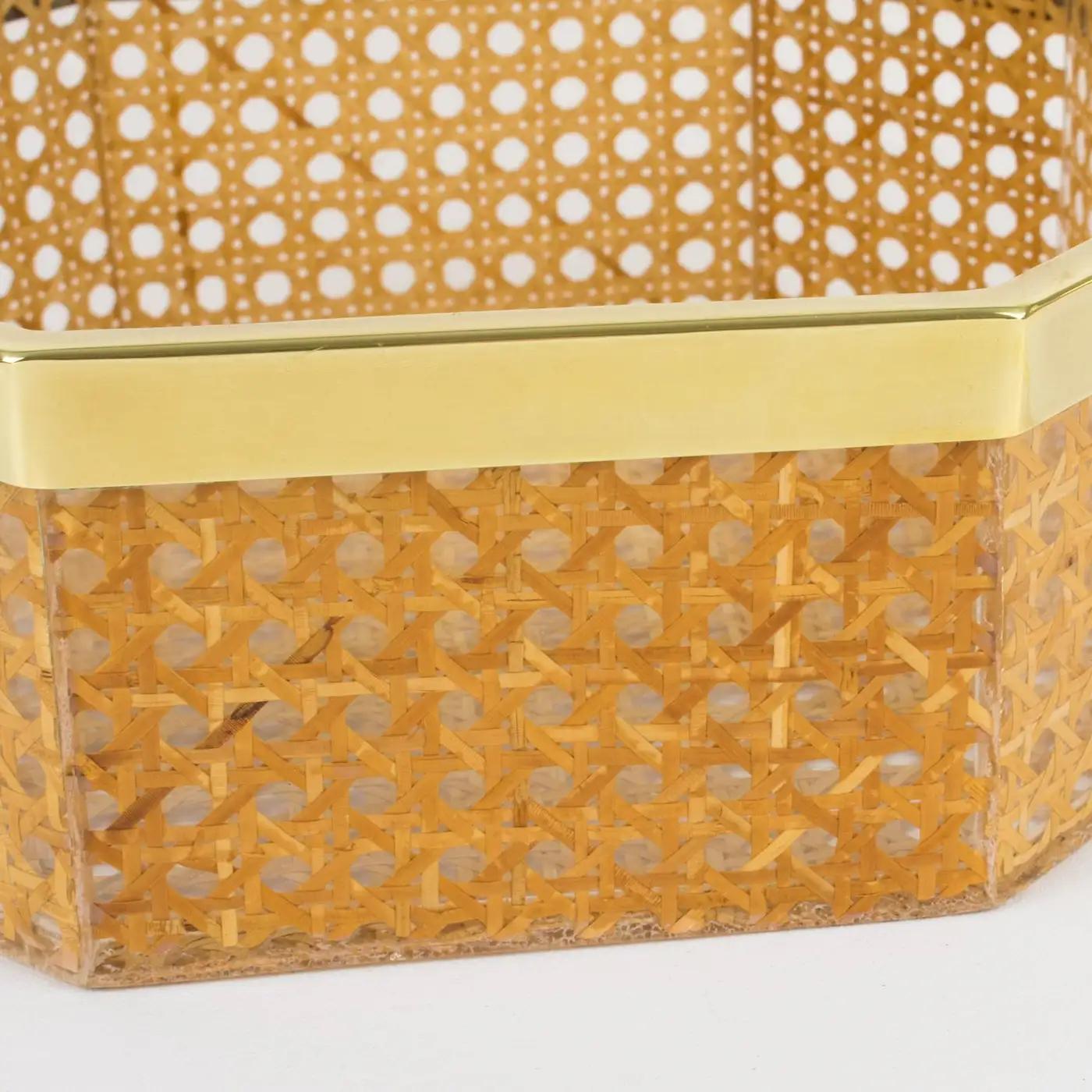 Christian Dior Home Lucite and Rattan Basket Bowl Centerpiece, 1970s For Sale 2