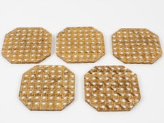 Christian Dior Home Lucite and Wicker Cocktail Coasters Set - 5 pieces