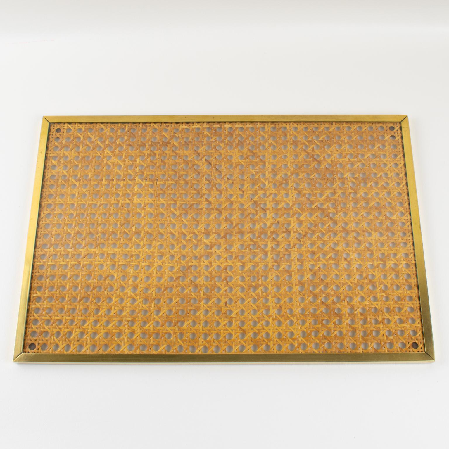 Christian Dior Home Lucite, Rattan and Brass 6 Placemats or Chargers Set For Sale 6
