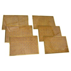 Christian Dior Home Lucite, Rattan and Brass 6 Placemats or Chargers Set