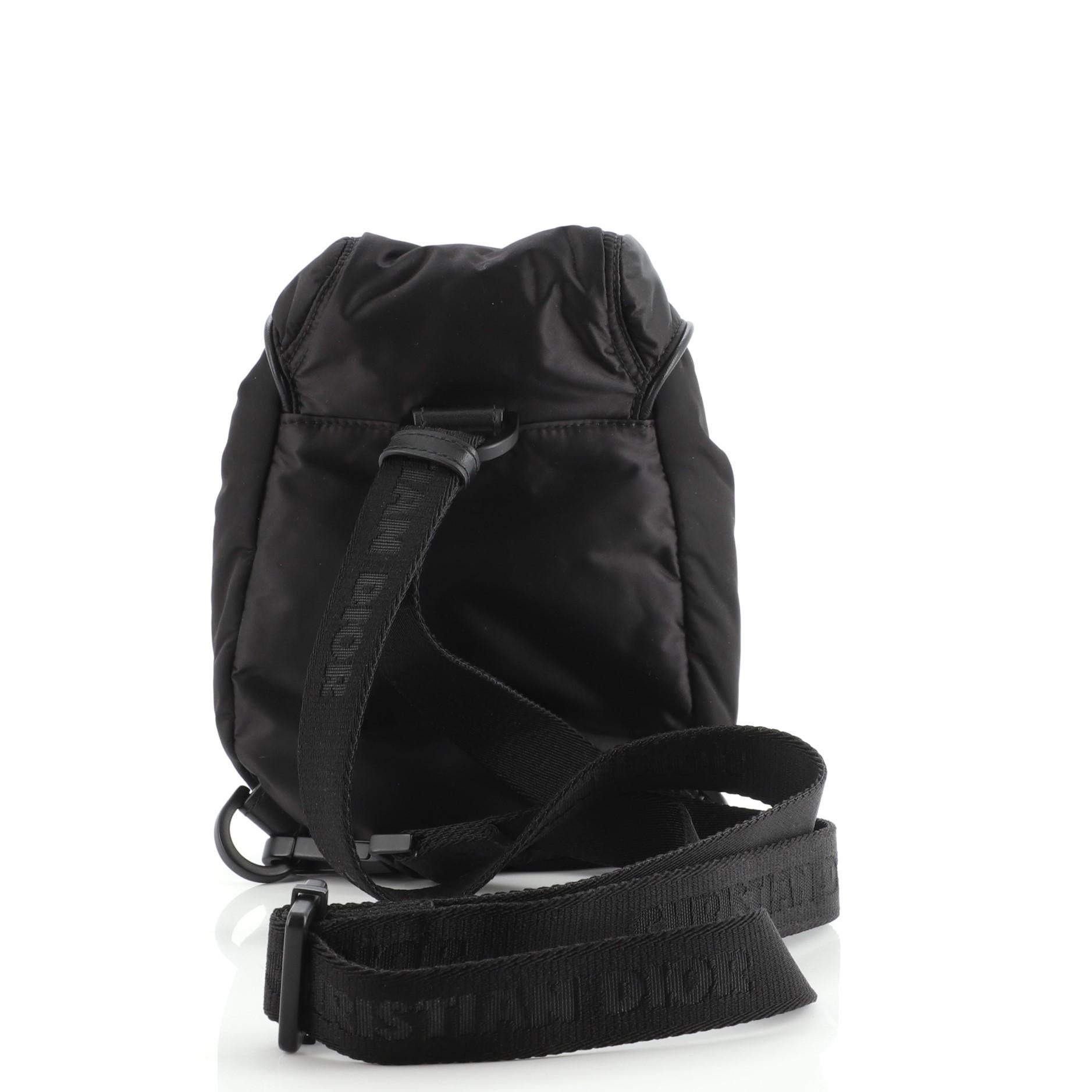 Black Christian Dior Homme Convertible Saddle Sling Bag Nylon Mini