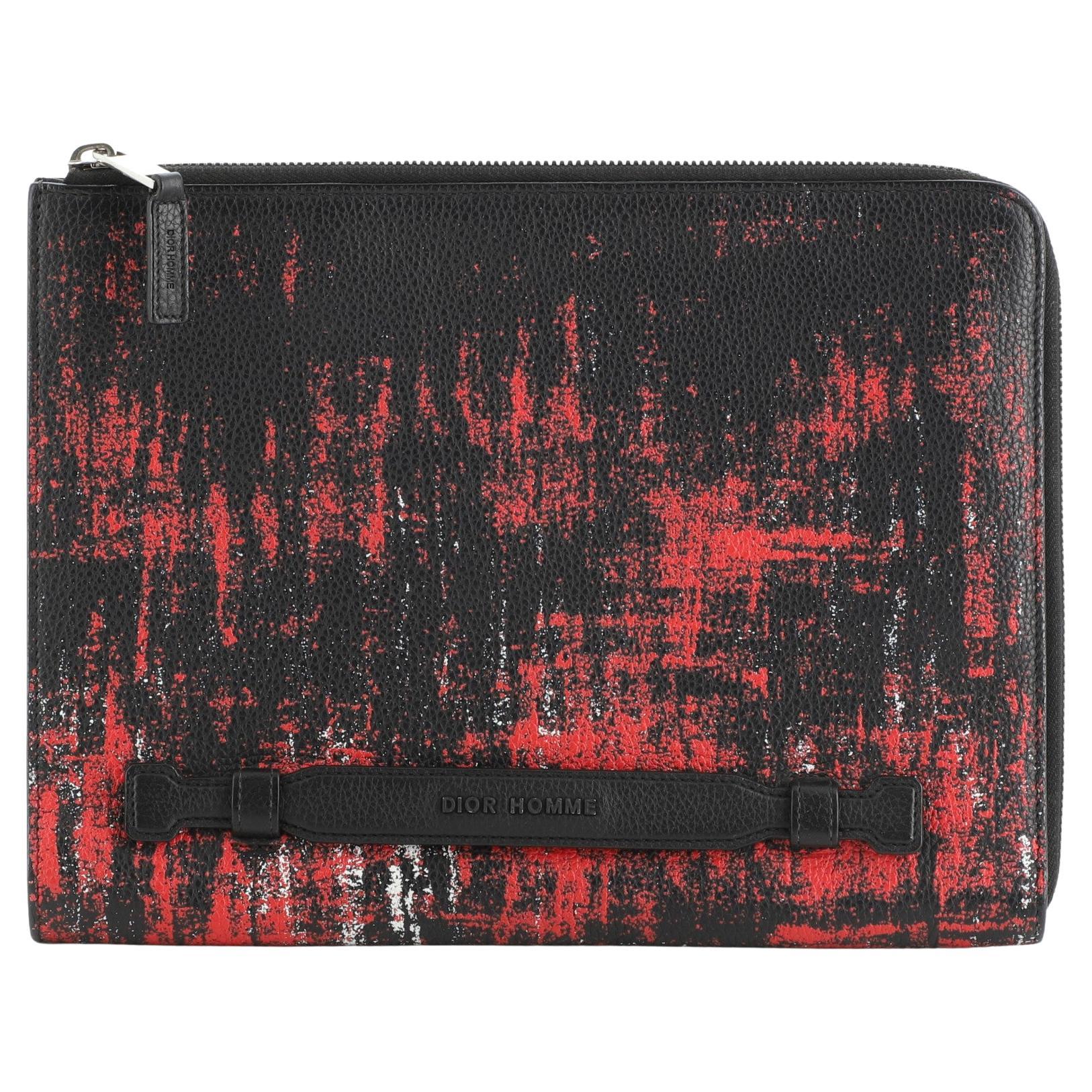 Christian Dior Homme Flat Clutch Printed Leather