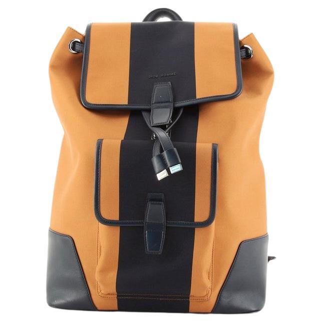 striped leather backpack