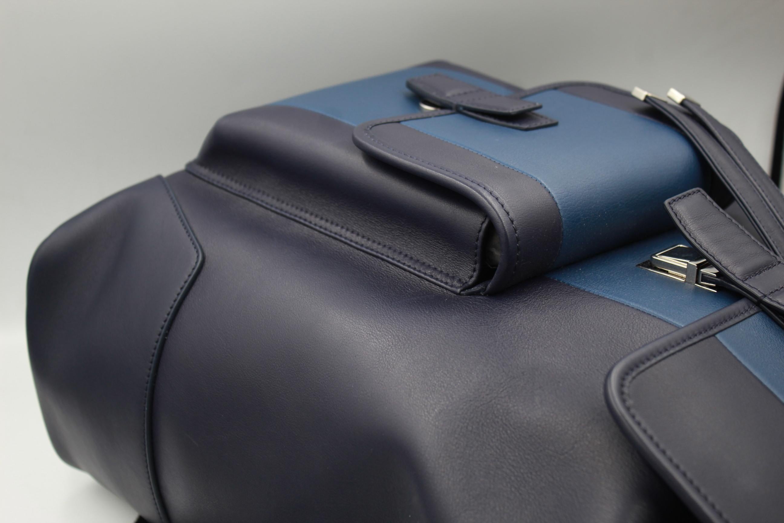Black Christian Dior Homme Leather Blue Men's Backpack For Sale