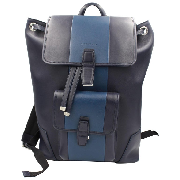 Christian Dior Homme Leather Blue Men&#39;s Backpack For Sale at 1stdibs