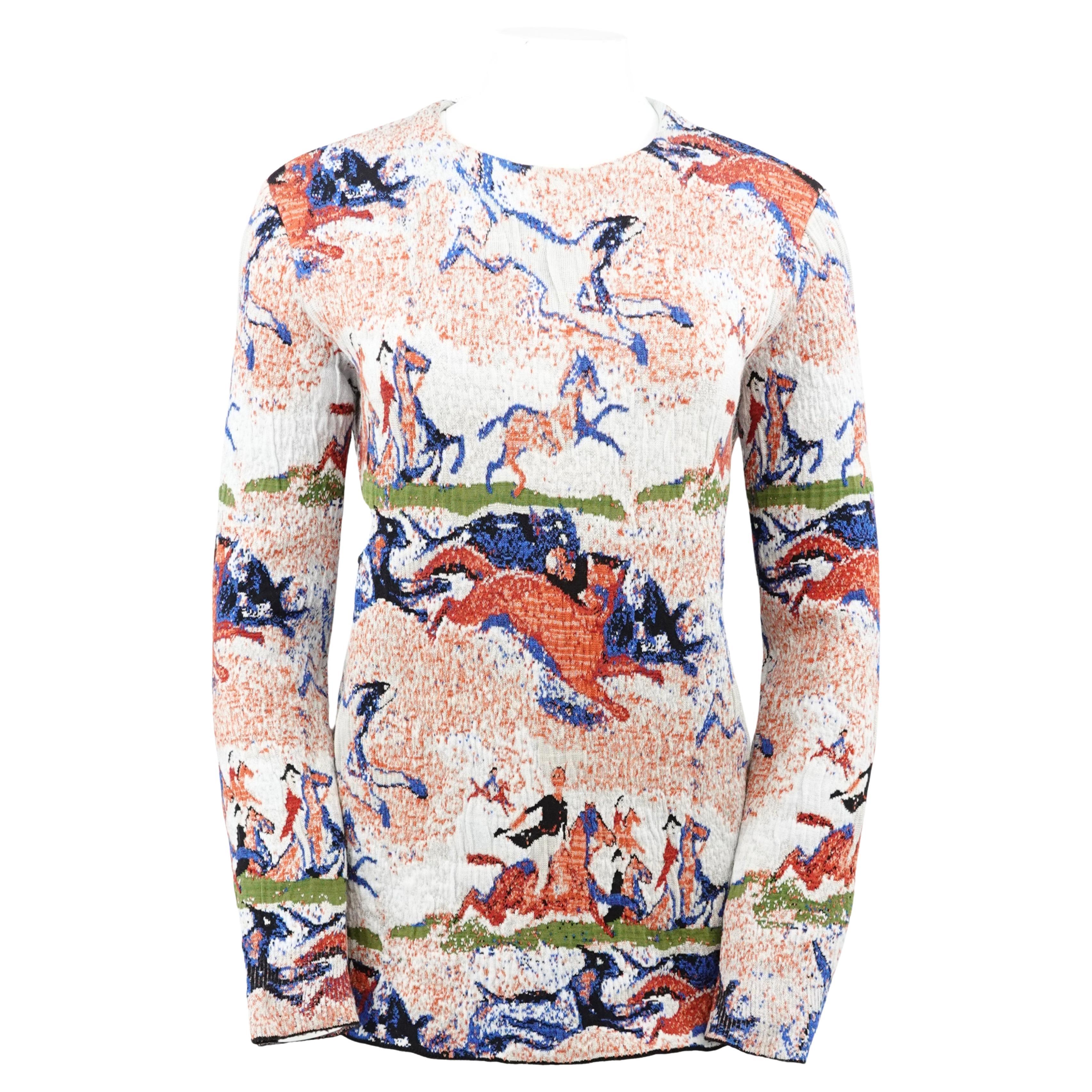 Christian Dior Horse and Rider Print Jacquard Knit Sweater