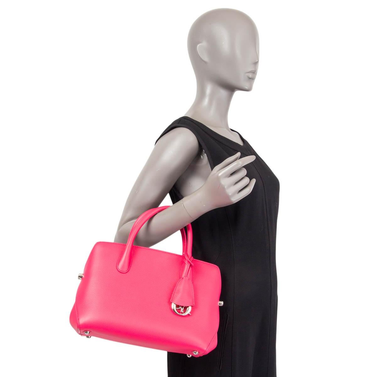CHRISTIAN DIOR hot pink leather 2013 OPEN BAR SMALL TOTE Bag For Sale 1