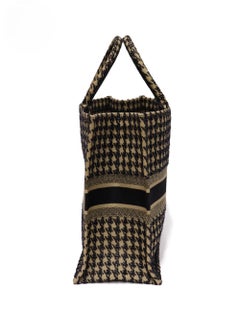 Christian Dior Houndstooth Embroidered Large Book Tote