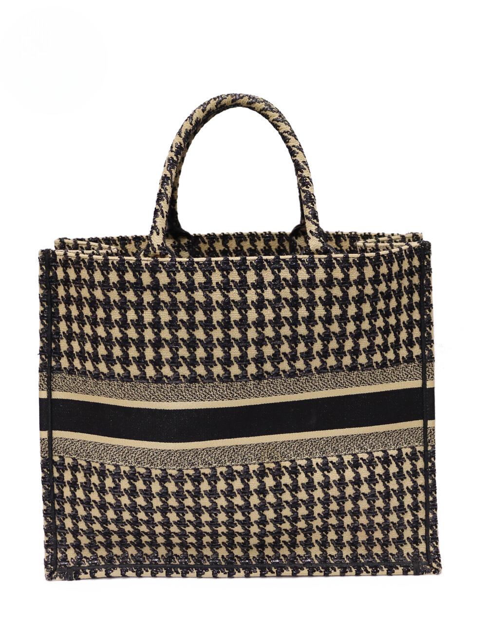 Christian Dior Houndstooth Embroidered Large Book Tote 3