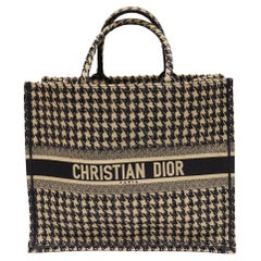 Used Christian Dior Houndstooth Embroidered Large Book Tote