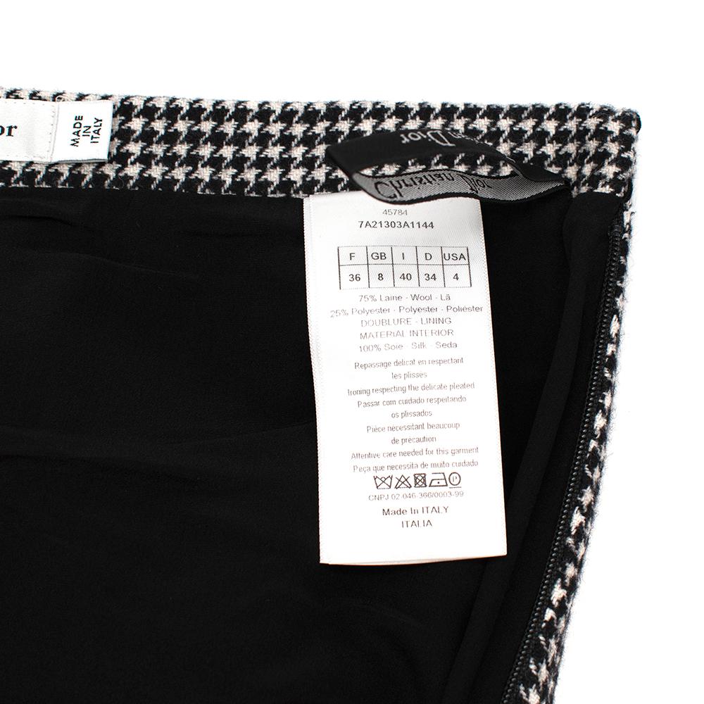 Black Christian Dior Houndstooth Pleated Skirt  36