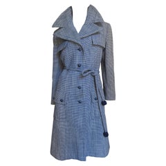 Christian Dior Houndstooth Wool Coat 1960s