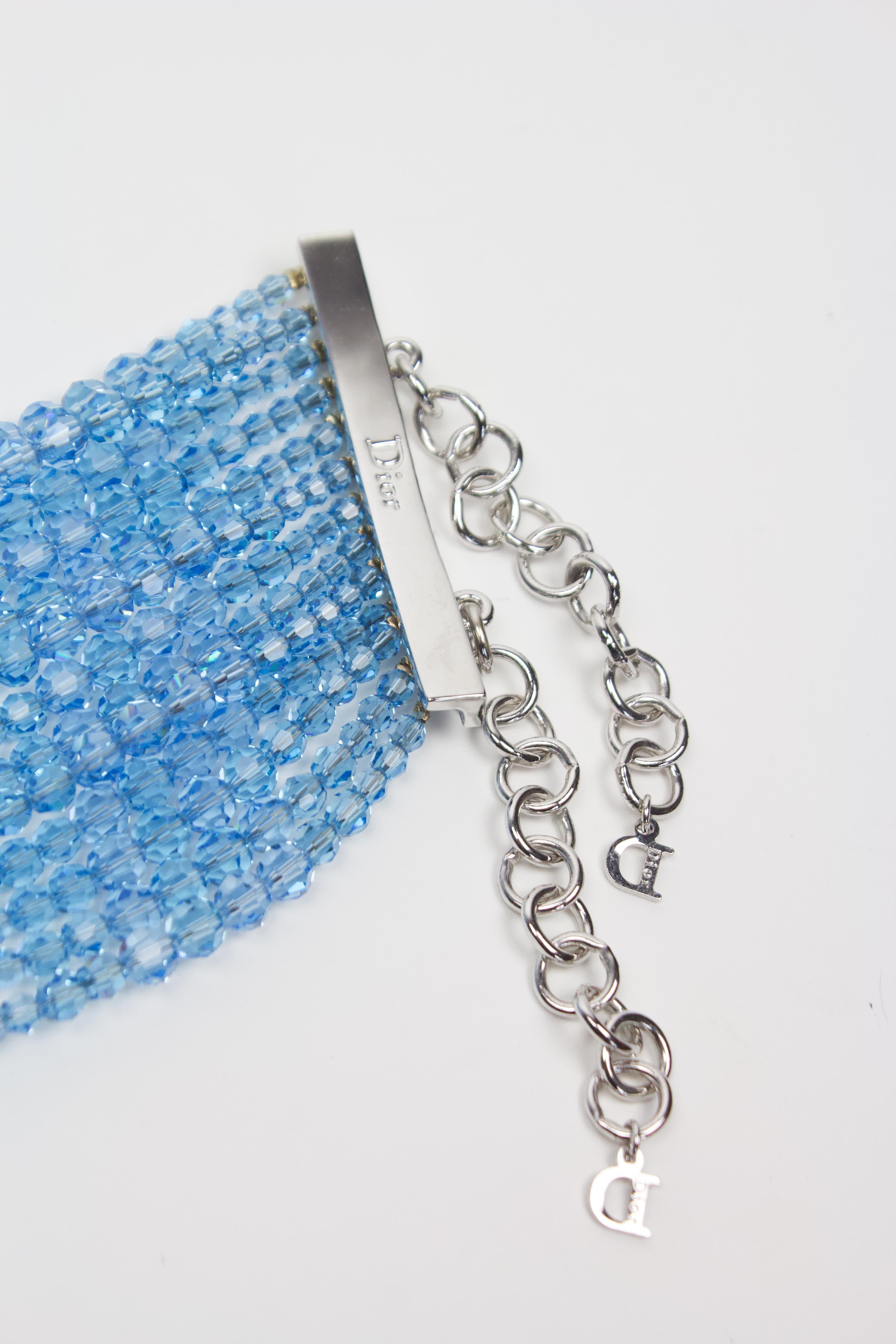 Tour de cou en perles Swarovski bleu glacier de Christian Dior en vente 6