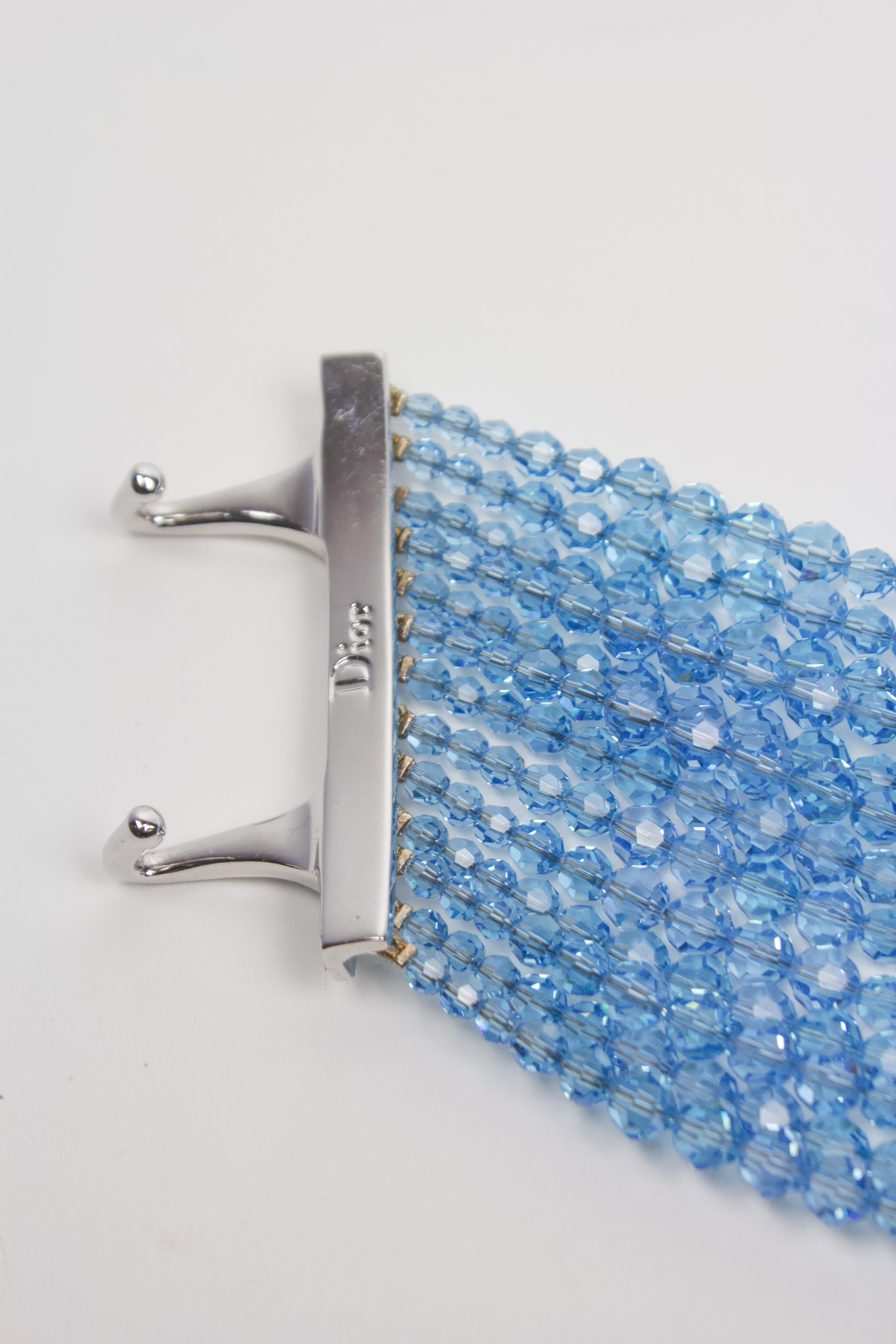 Tour de cou en perles Swarovski bleu glacier de Christian Dior en vente 7