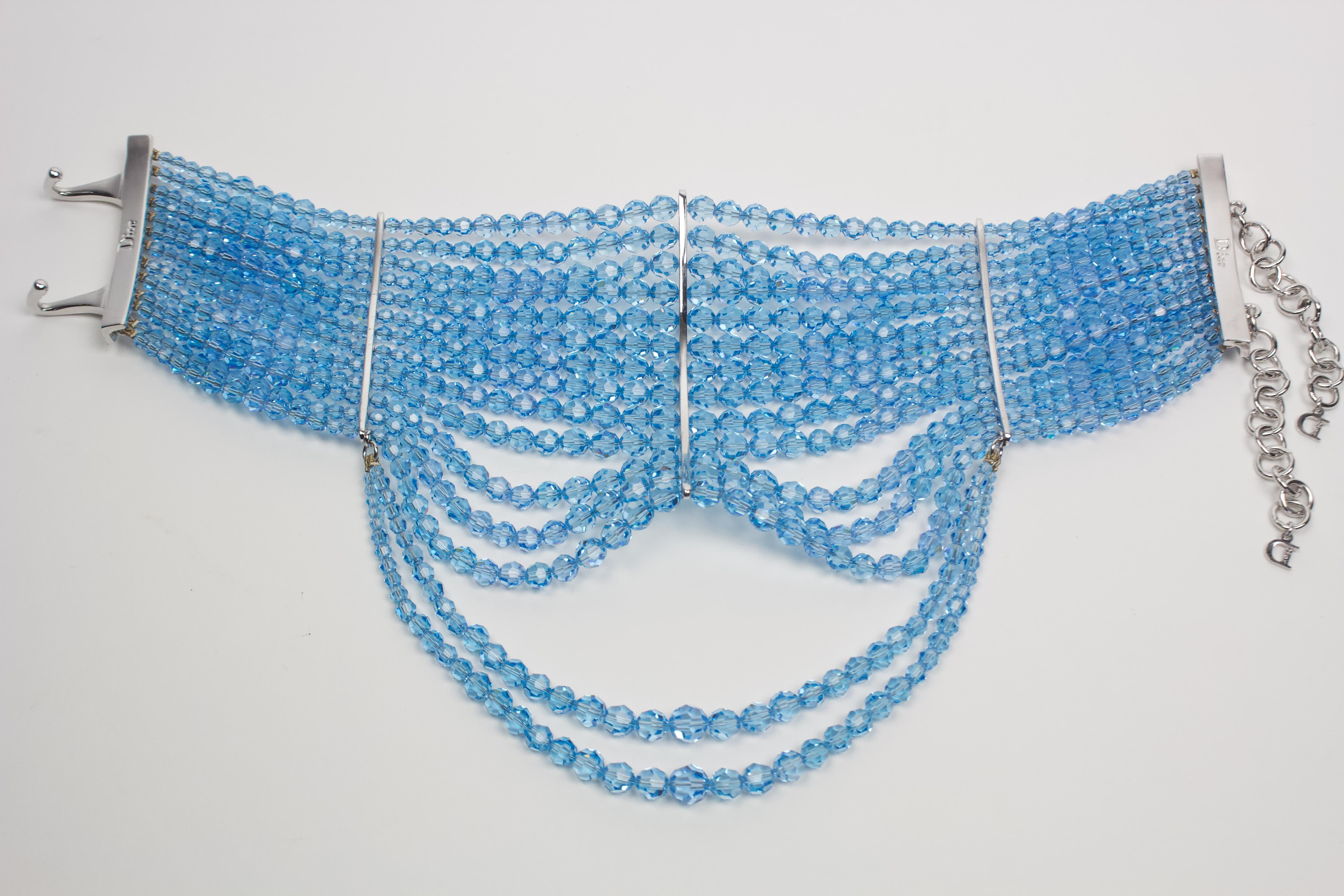 Tour de cou en perles Swarovski bleu glacier de Christian Dior Pour femmes en vente