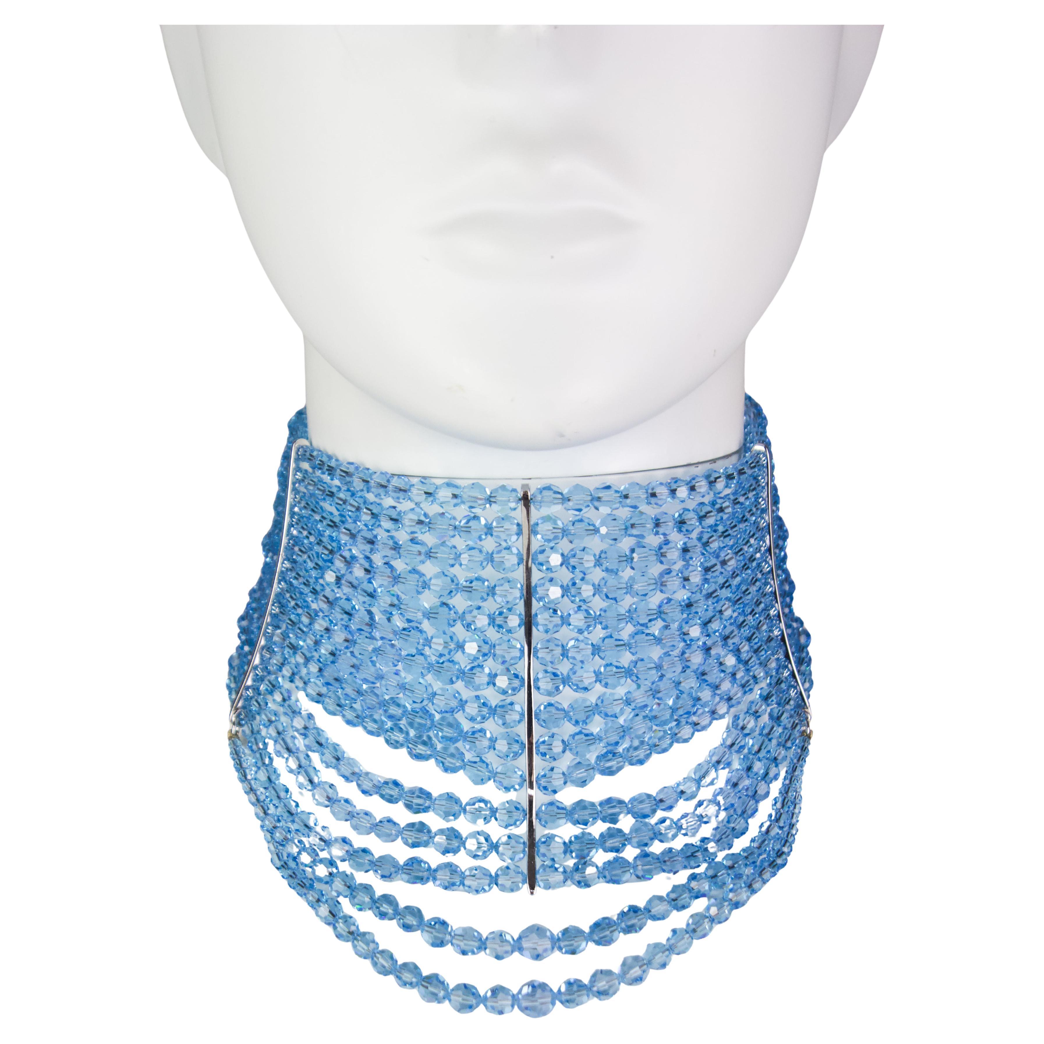 Tour de cou en perles Swarovski bleu glacier de Christian Dior