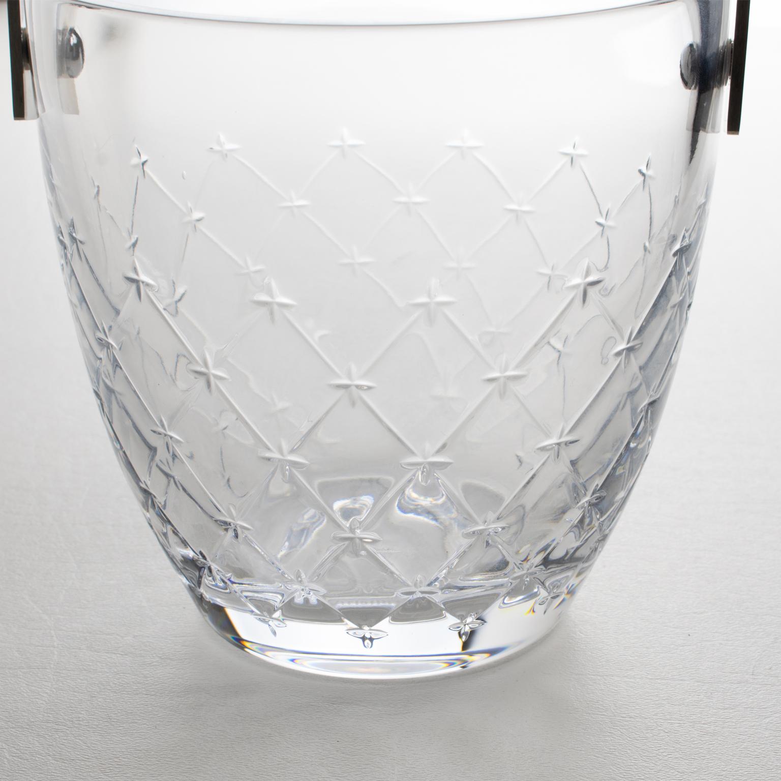 Christian Dior Ice Bucket Cooler Etched Crystal and Stainless Steel 7